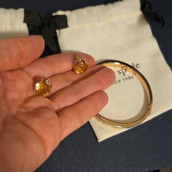 Used Kate Spade Rose-Gold Bangle and Pink Earring Set - Picture 4 of 4